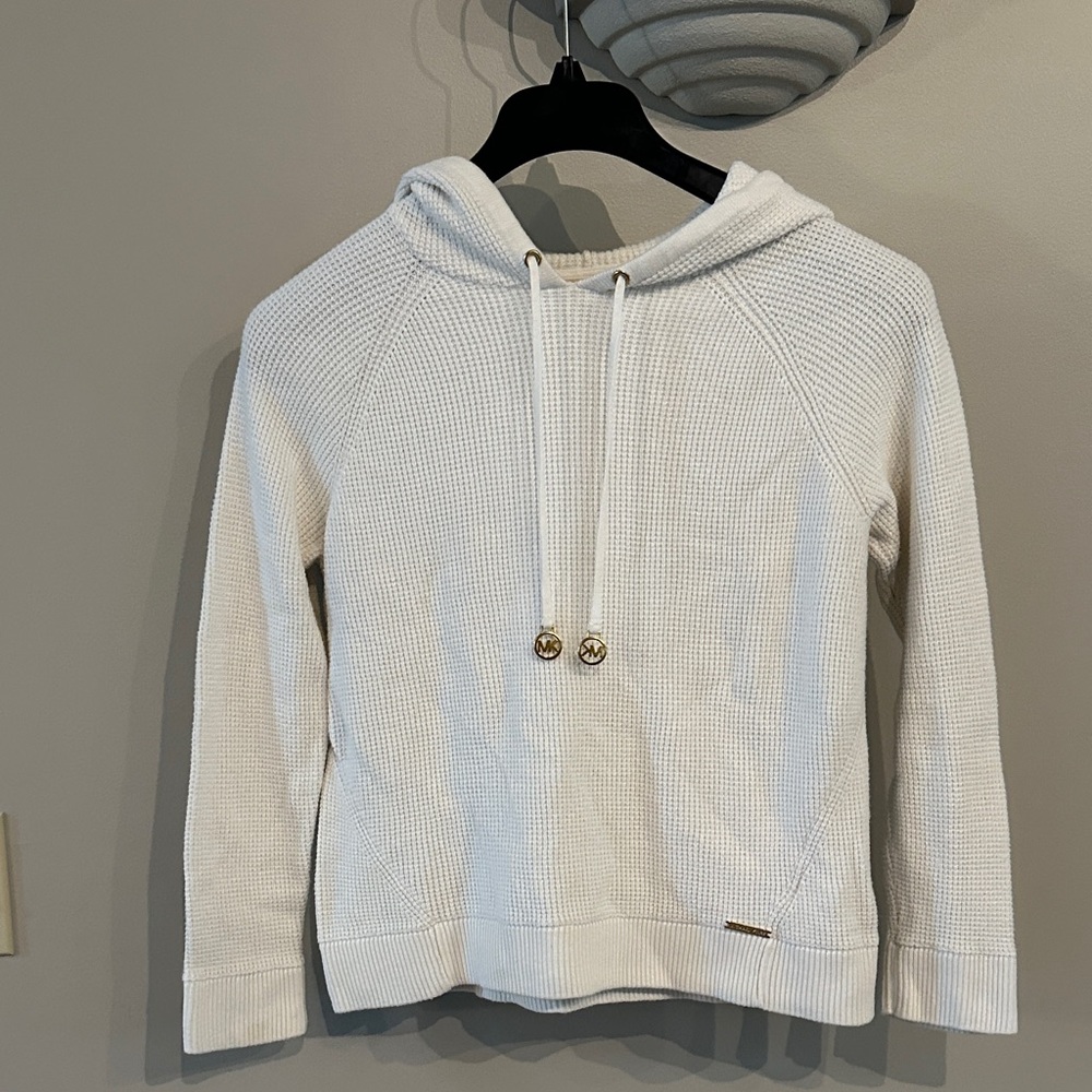 Michael Kors off white knit Textured Hoodie